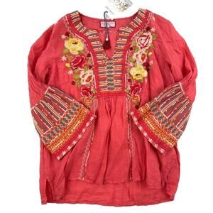 Johnny Was - Tilly Flare Boho Blouse in Red
